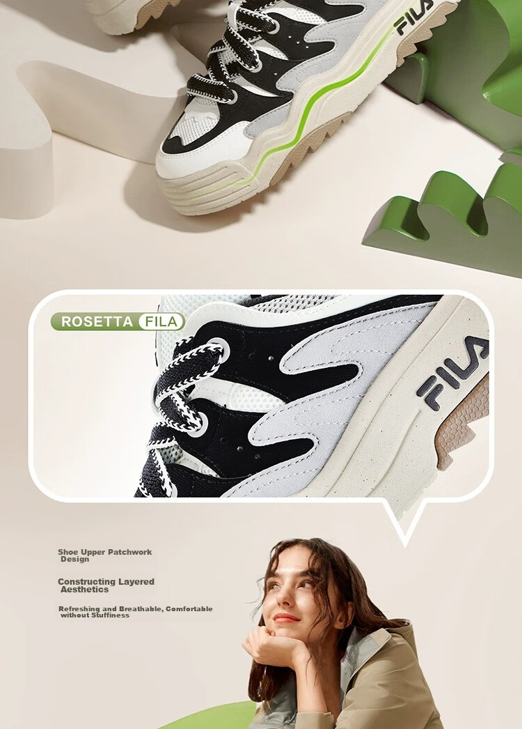 FILA Colorful Shoes | Women's Sneakers, Breathable Casual Thick-Soled Heightening Shoes, Urban Walking Shoes 6
