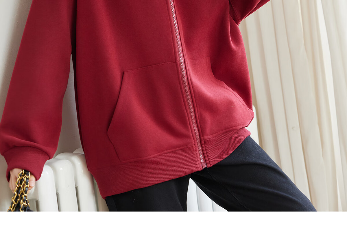 Halo Queen Women's Hoodie Jacket, Zip-Up Sweatshirt, New Year Red Outfit Top H143U1004 19