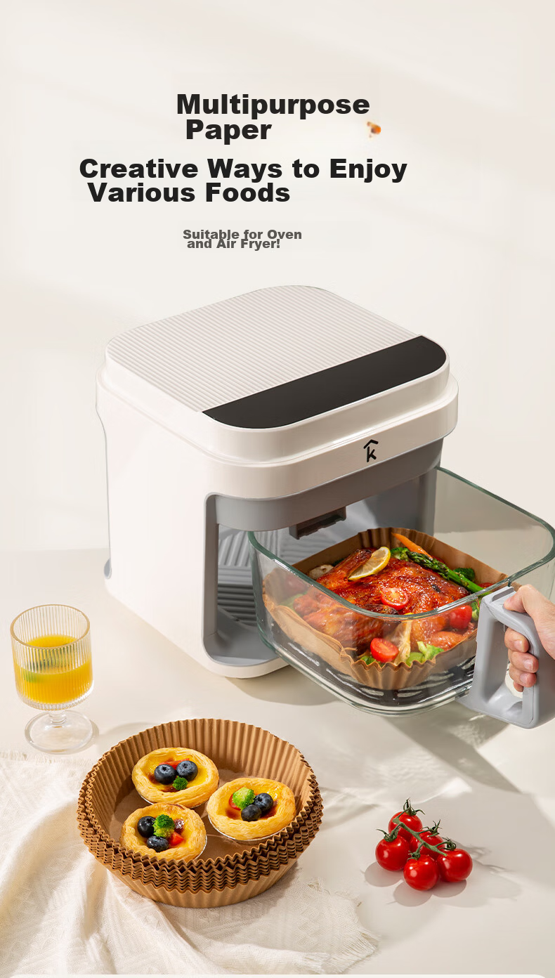 Suncha Air Fryer Special Paper Baking Tray Oven High Temperature Resistant Oil Absorption Food Grade Thickened Silicone Paper Round 100 Pieces 7