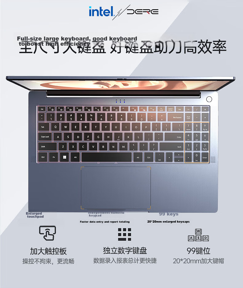 Dere Creative Dual-Touch High-Performance Laptop for College Students, AI Learning, Office Work, Design, Stock Trading, Entertainment, Portable Thin Notebook 16GB/512GB 12