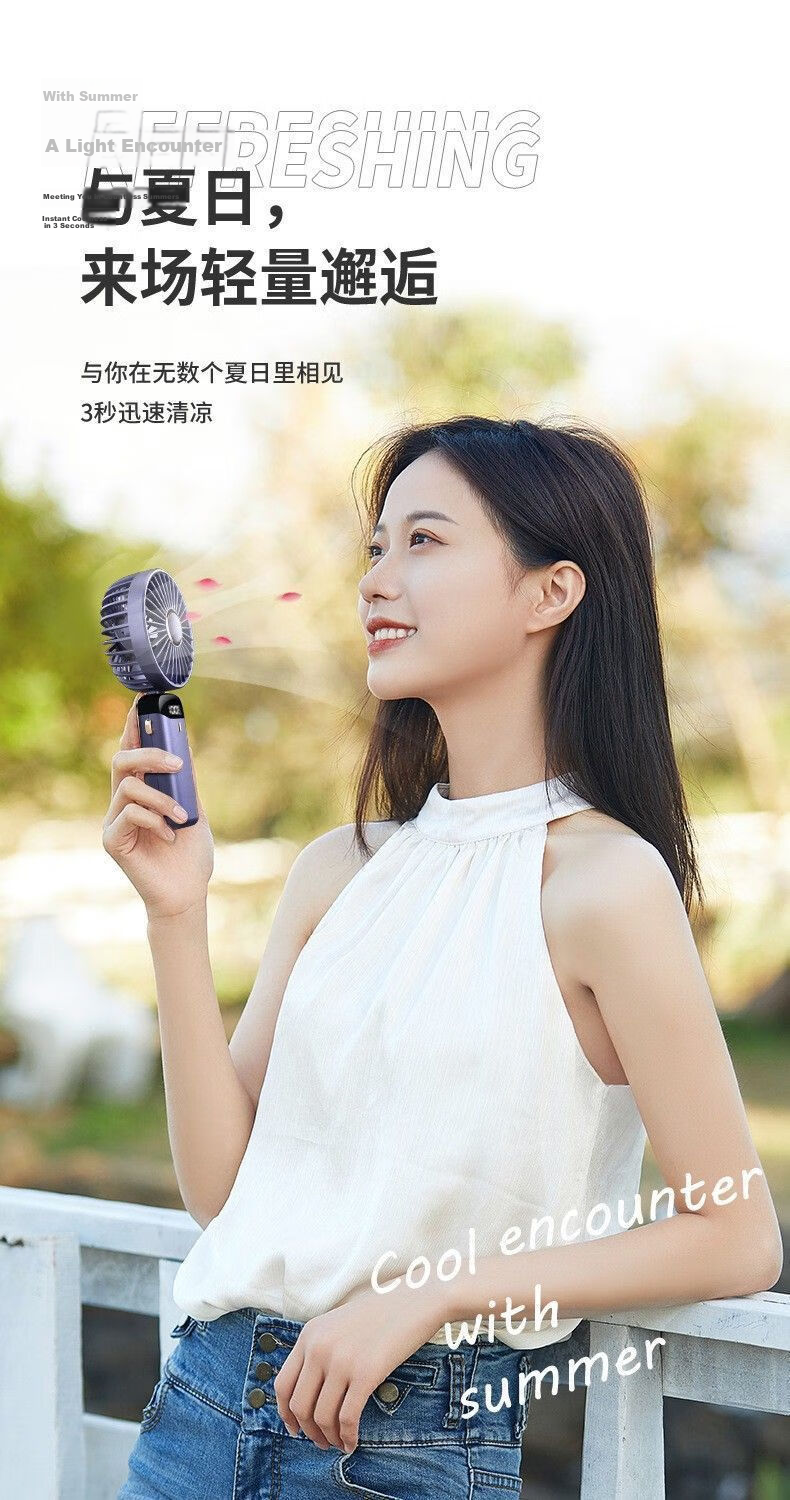 Capeden Handheld Mini Fan Multifunctional Digital Display Long Battery Life Portable USB Rechargeable Fan for Office Dorm Desktop Outdoor F01i/N15 White 1