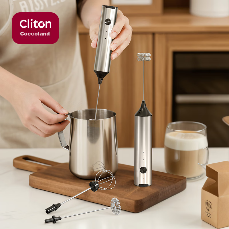 CLITON Rechargeable Electric Coffee Milk Frother Whisk Mixer Stick Milk Foam Maker