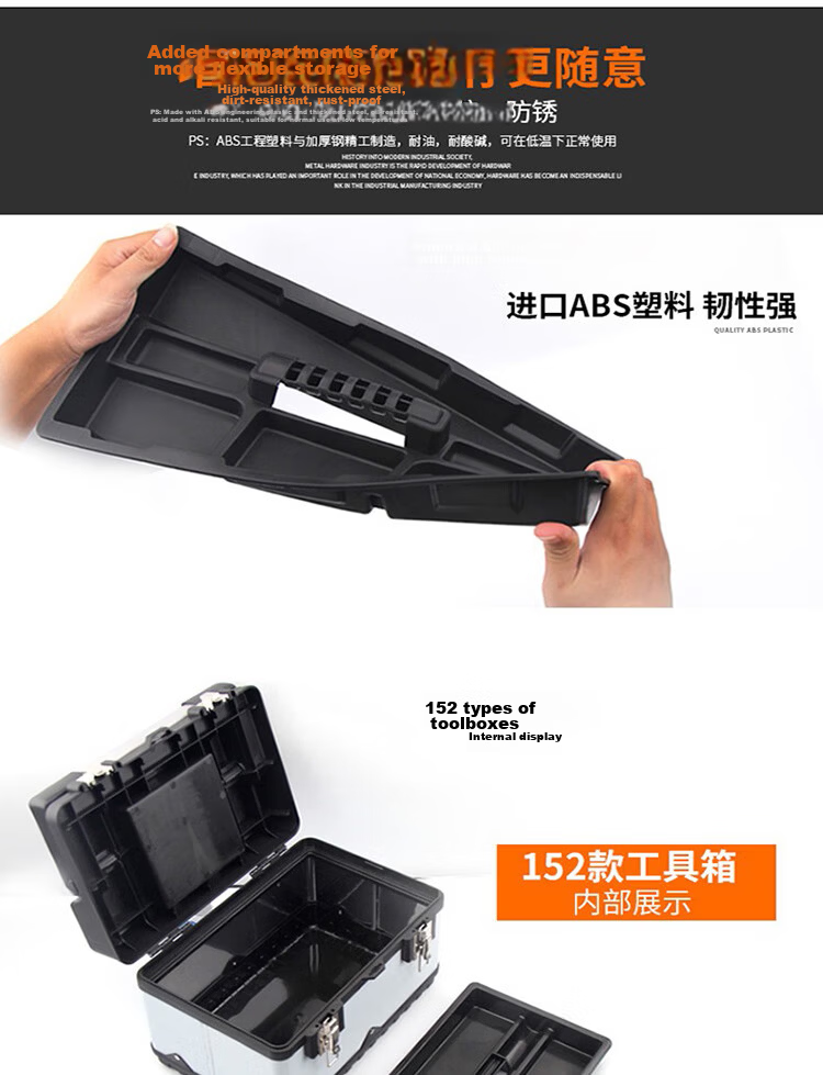 GREENER Flagship 20-inch Stainless Steel Toolbox Electrician Metal Portable Large Capacity Full Set Multifunctional Double Layer 13