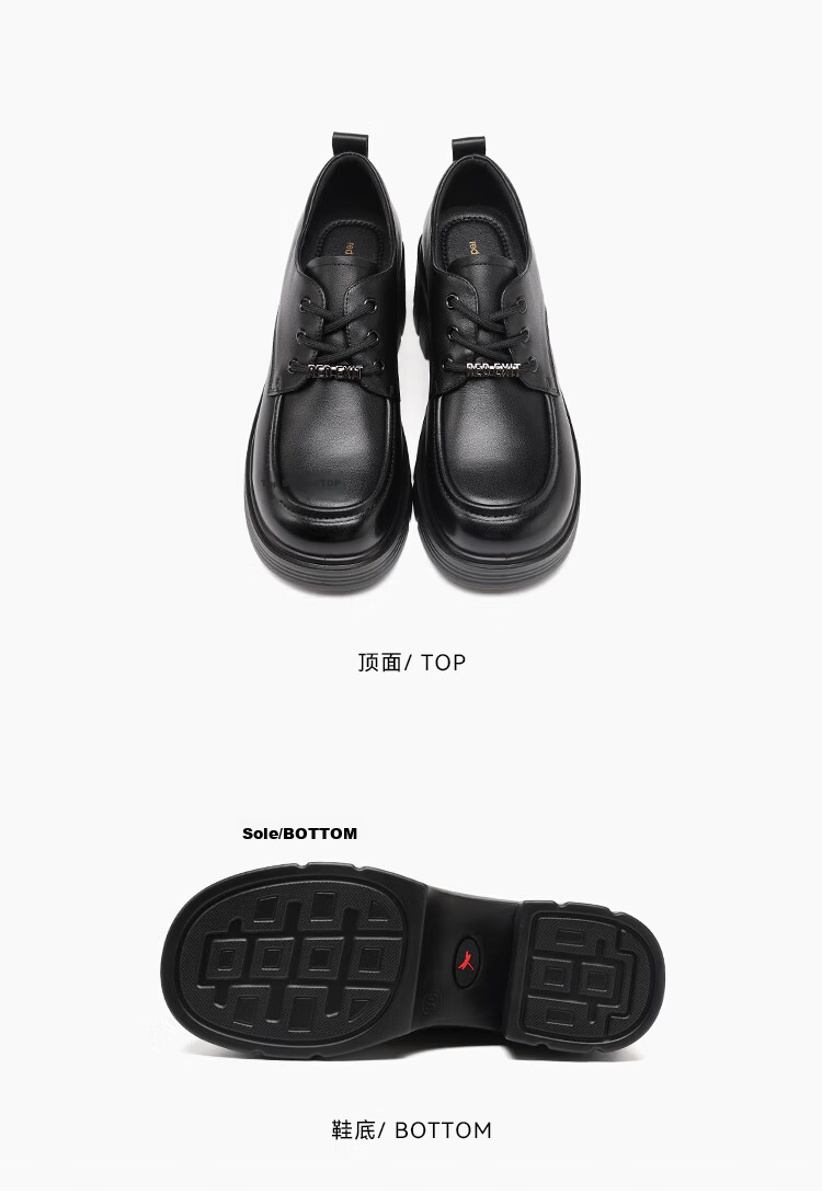 Red Dragonfly Women's British Style Leather Breathable Versatile Lace-up Flats Soft Sole Work Shoes WTB351931 Black Size 38 10