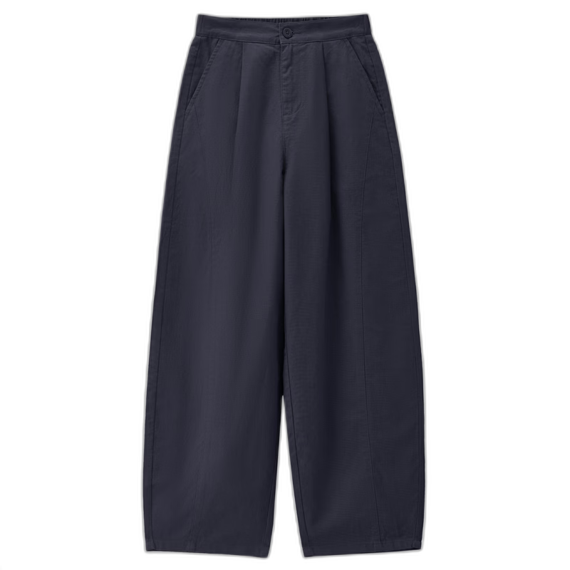 Giordano Women's Linen Pants 2026 Spring Cotton Linen Pleated Semi-Elastic Waist Casual Curved Pants 13416309