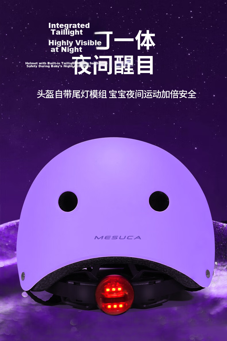 Mesuca Helmet with Light Kids Roller Skating Protective Gear Night Riding Skateboard Inline Skates Balance Bike Bicycle Scooter Knee Pads 3
