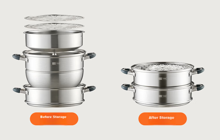 JD Jingzao 28cm 3-Layer 304 Stainless Steel Thickened Steamer Pot Multi-Function Soup Pot for Gas Stove Home Use 17