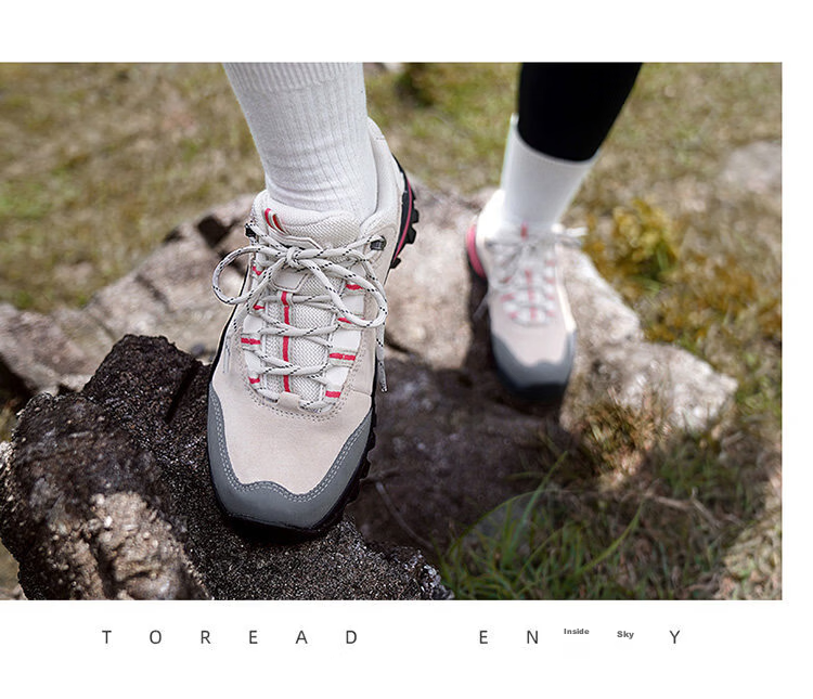 Toread Expedition Hiking Shoes Ultra-Light Mountaineering Shoes Outdoor Water-Repellent Non-Slip Sports Shoes Beige/Gray Women Size 38 17