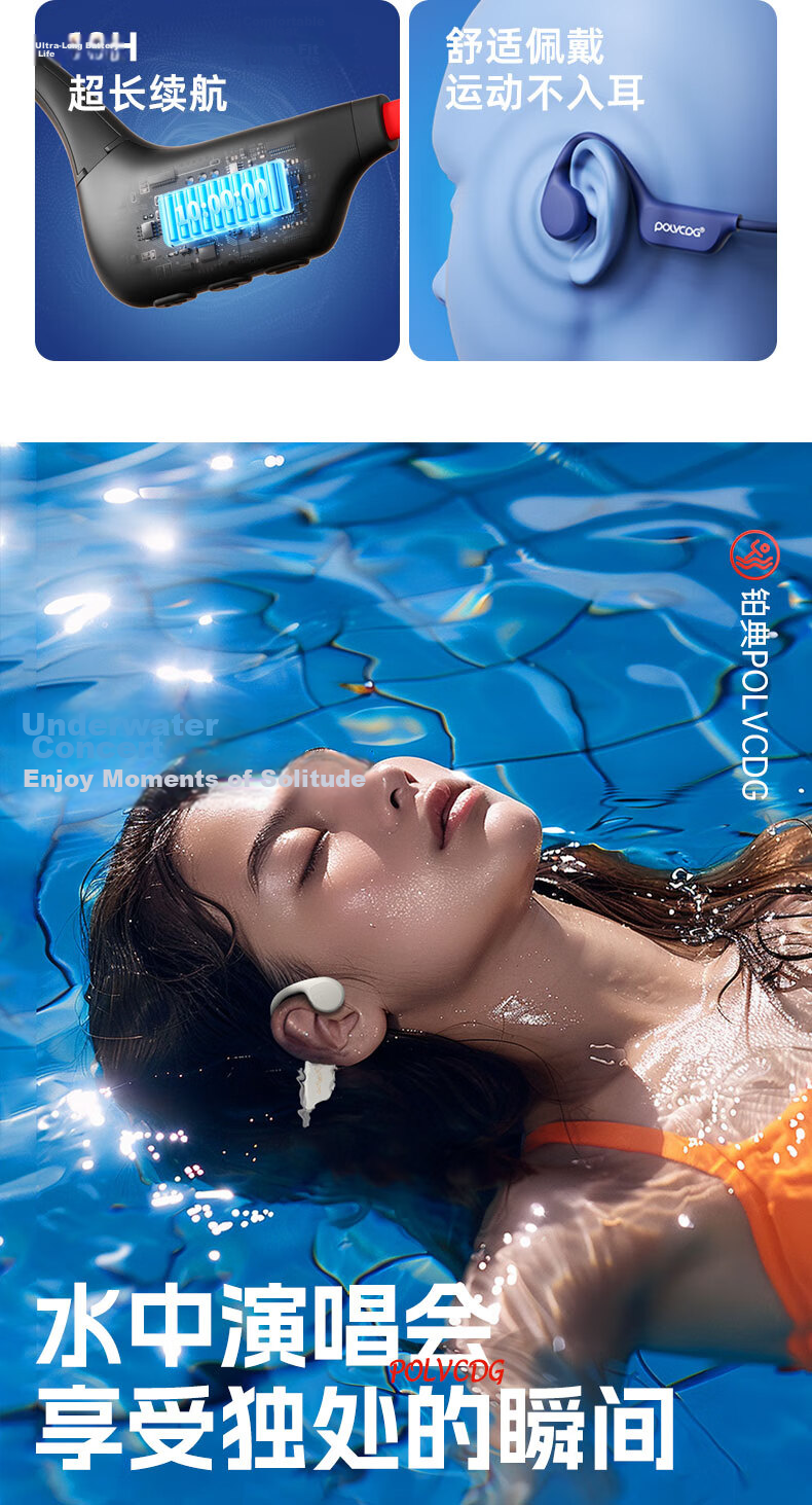 Platinum X7 Bone Conduction Bluetooth Earphones Open-Ear Professional Swimming Wireless Sports Earphones Running Fitness Cycling Anti-Drop Waterproof Sweatproof Long Battery Life 4
