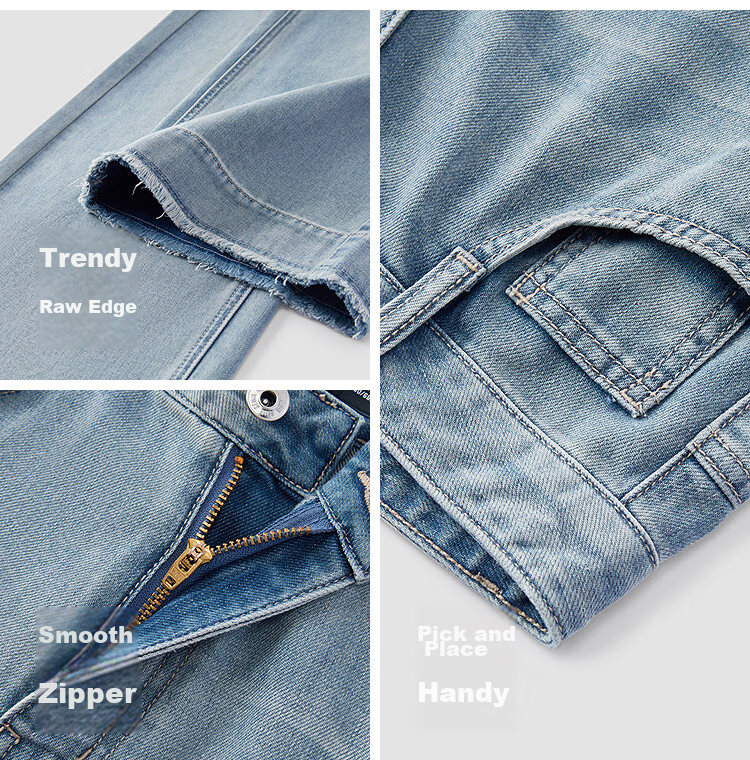 Semir Senrou | Women's Summer Cool Wide-Leg Denim Jeans Frayed Hem 2026 Petite Cropped Pants 109326124002 11