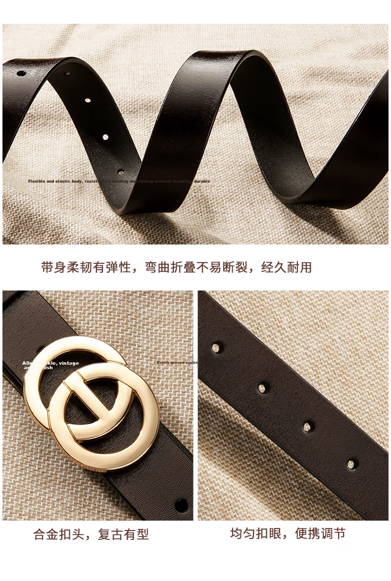 CARTELO Ladies' Leather Belt, Decorative Thin Strap, Fashionable Casual Versatile Gift for Girlfriend 7