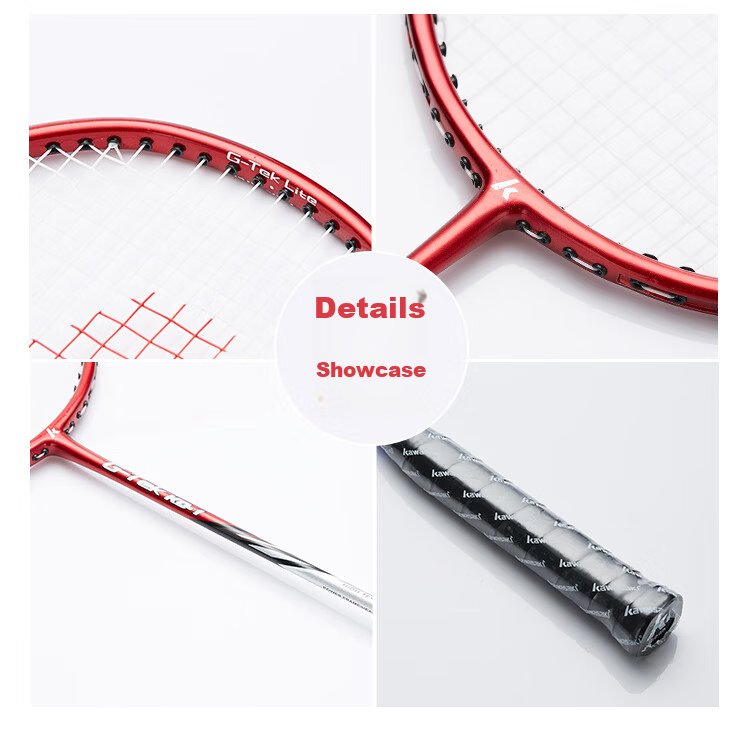 KAWASAKI Lightweight Carbon Shaft Badminton Racket KD-1 Blue Red (Pre-strung + 6 Shuttlecocks + Grip + Racket Bag) 11