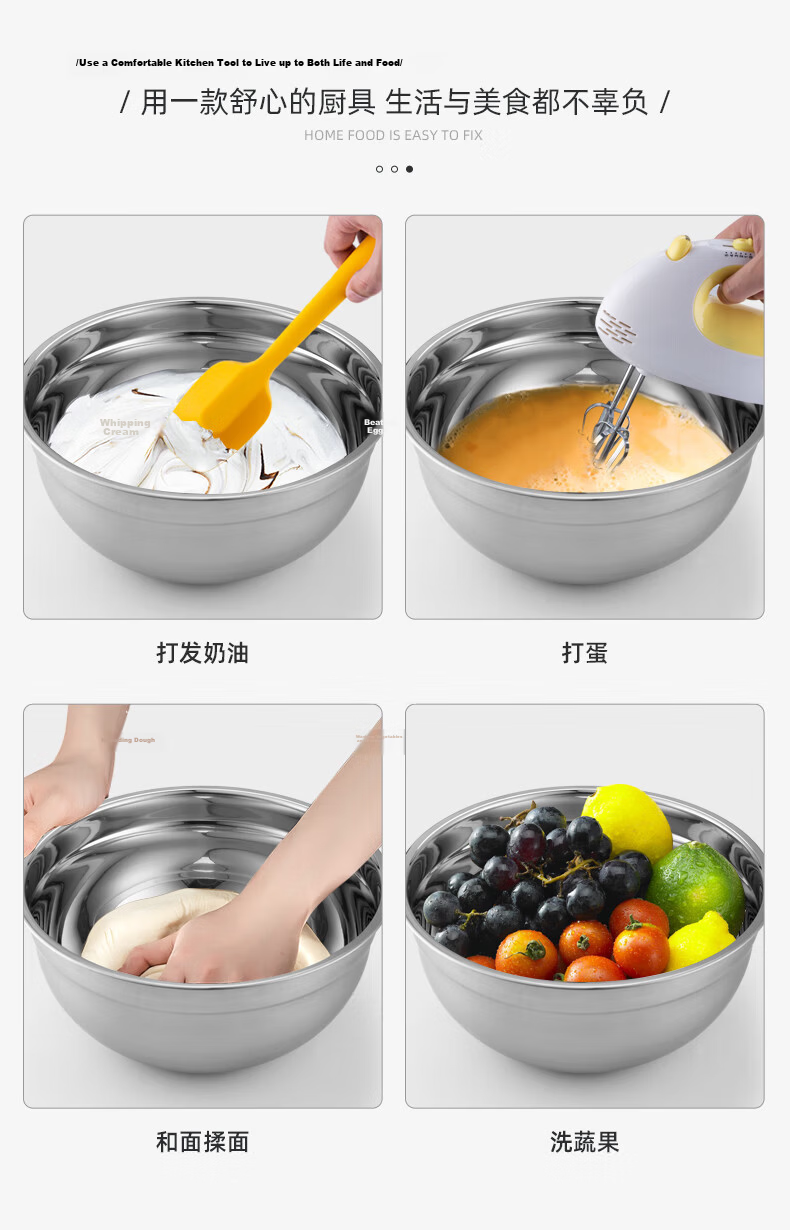 Newair Deep Splash-Proof Mixing Bowl, Baking Tool for Home Use, Dough Kneading Bowl, Cake Mixing Bowl, Cream Whipping Bowl, Stainless Steel 9