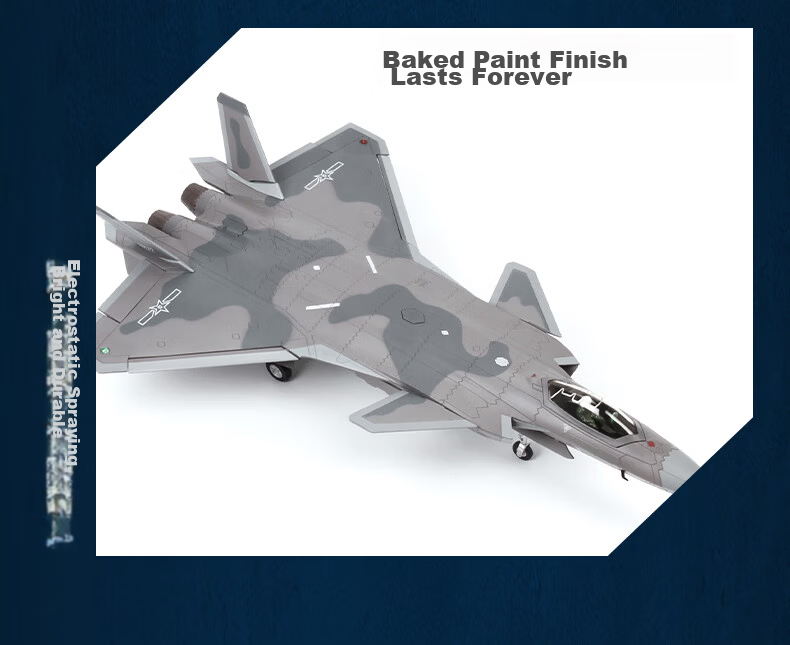 Terebo Aviation Cultural Creative Authentic 1:100 J-20 Fighter Jet Alloy Simulation Aircraft Model Airshow Veteran Commemorative 8