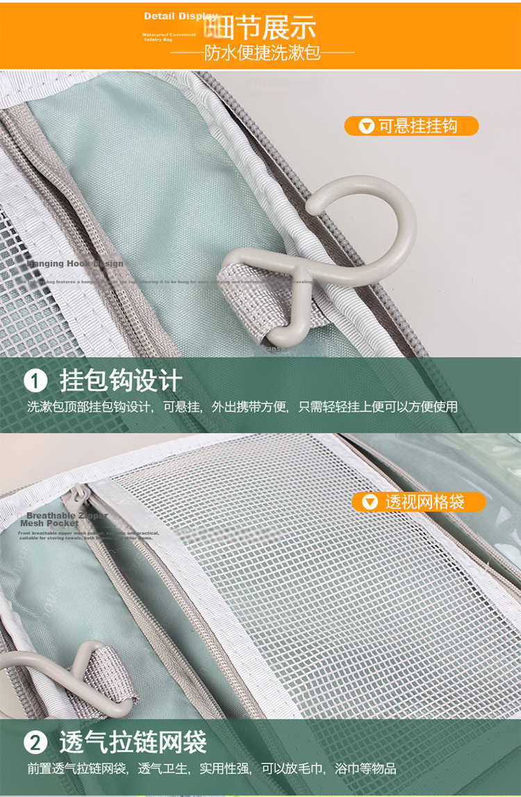 WELLHOUSE Makeup Bag Travel Storage Pouch Unisex Portable Toiletry Bag Fruit Green 7