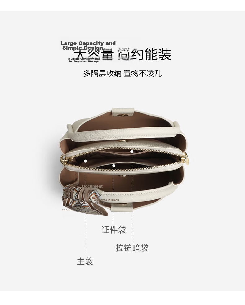 C.BANNER Women's Bag First Layer Cowhide Handbag Shoulder Bag Crossbody Light Luxury Birthday Gift High-End Feel for Girlfriend Wife 5