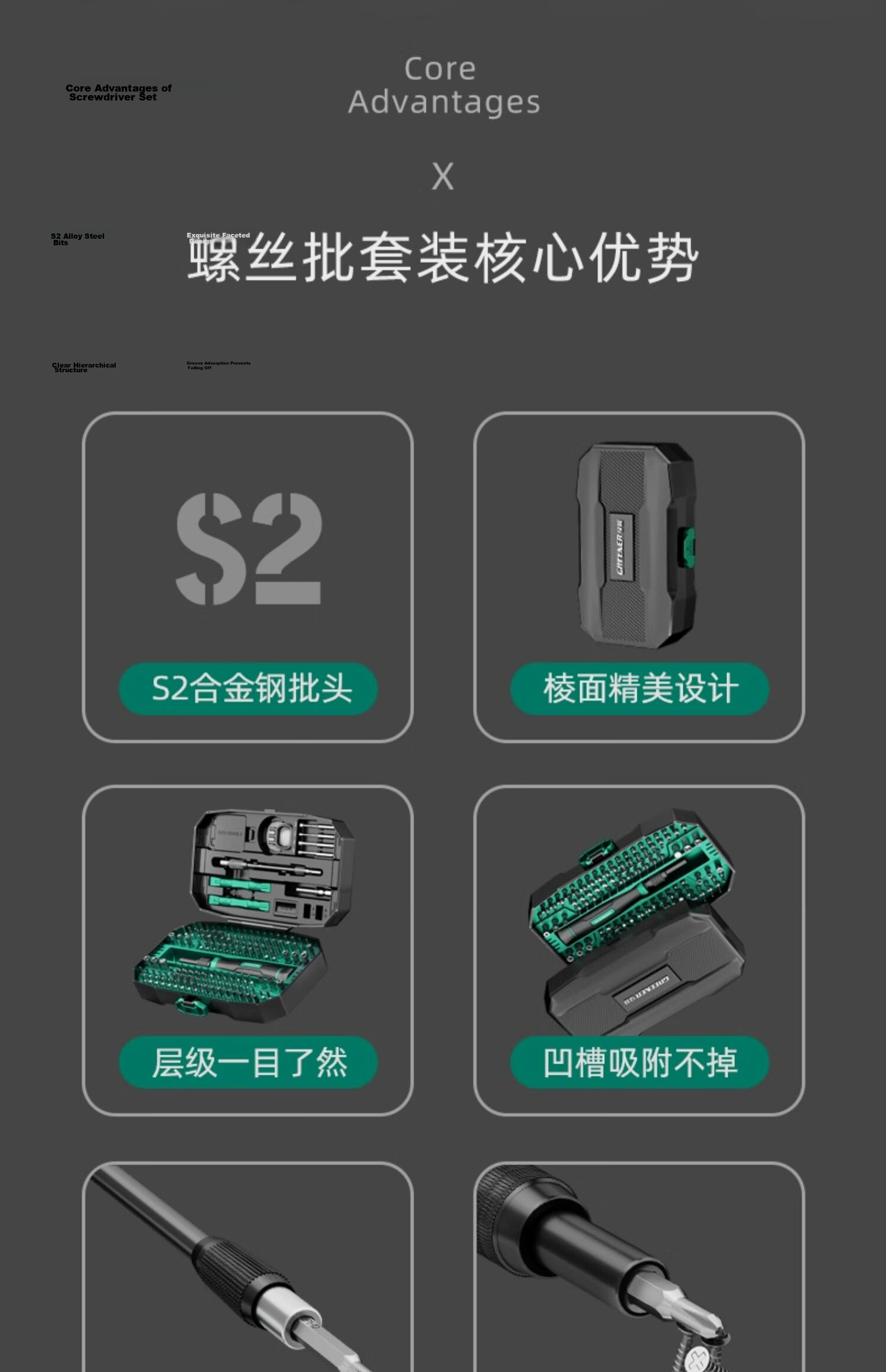 GREENER Electric Screwdriver Set 152-in-1 Pen-Style Mini Household Cordless Precision Power Tool 8