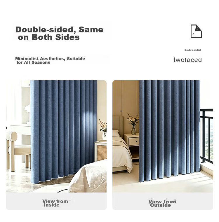 JD Jingzao No-Drill Blackout Curtain Set for Bedroom, Full Coverage, Blue-Grey, 1.8x2.5m, 2 Pieces 18