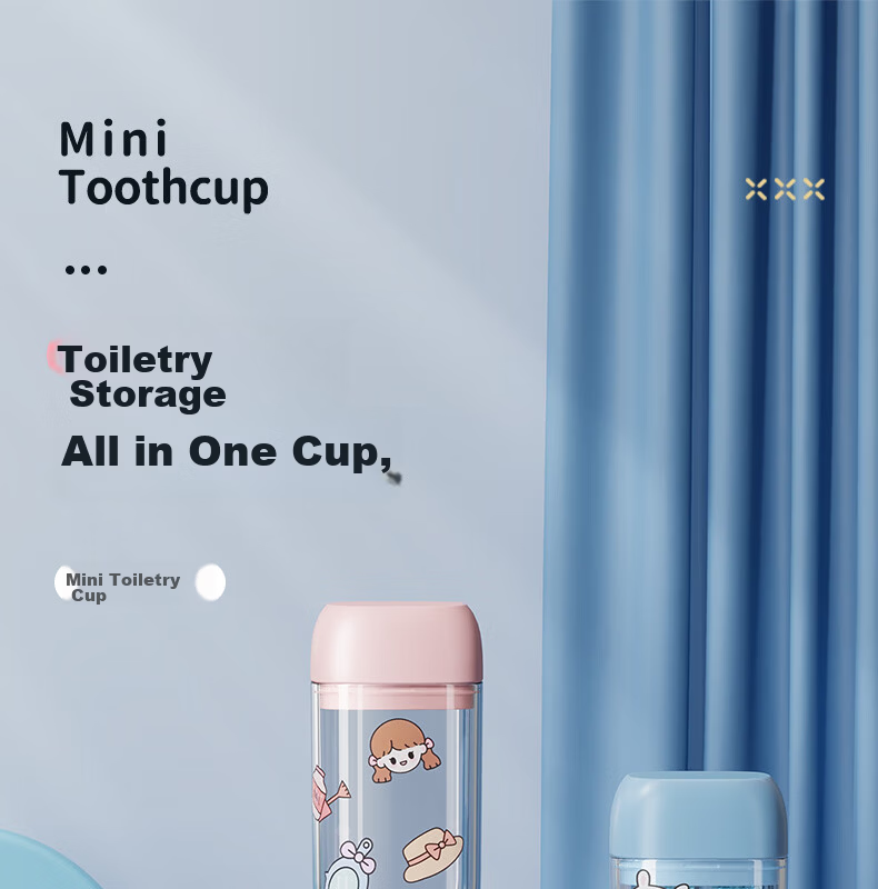 Etravel Mini Travel Toothbrush Cup Set Mouthwash Cup Toothbrush Holder Storage Box Bell Pink 1