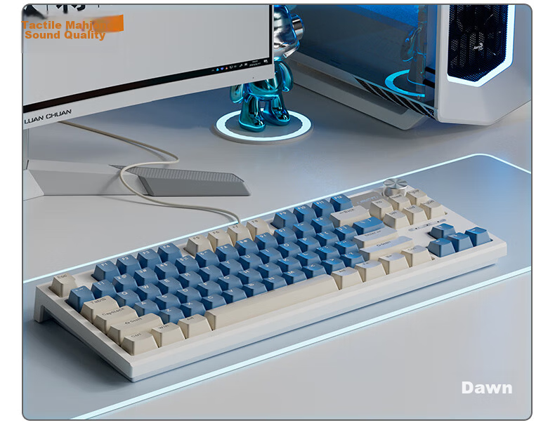 Langtu LT84 Wired Mechanical Keyboard Gaming E-sports 84-Key Computer Office Tablet Keyboard Hot-Swappable Switches Milk White Gray Crystal Cloud Switch 31