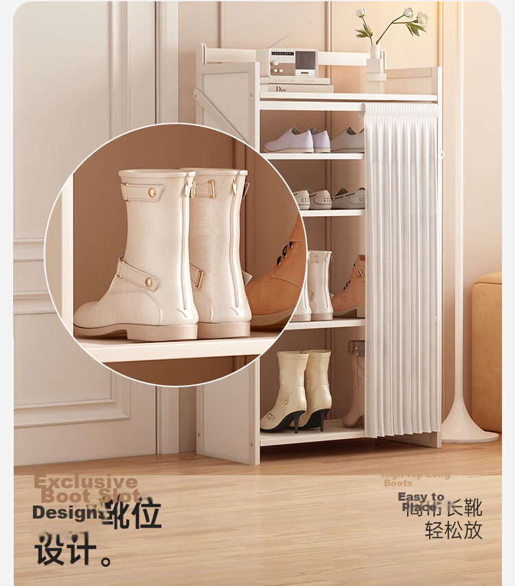 Xiaojiangcai Simple Multi-Layer Shoe Rack No-Assembly Home Entryway Dormitory Shoe Cabinet Storage Dustproof Black 5-Tier 50cm 12