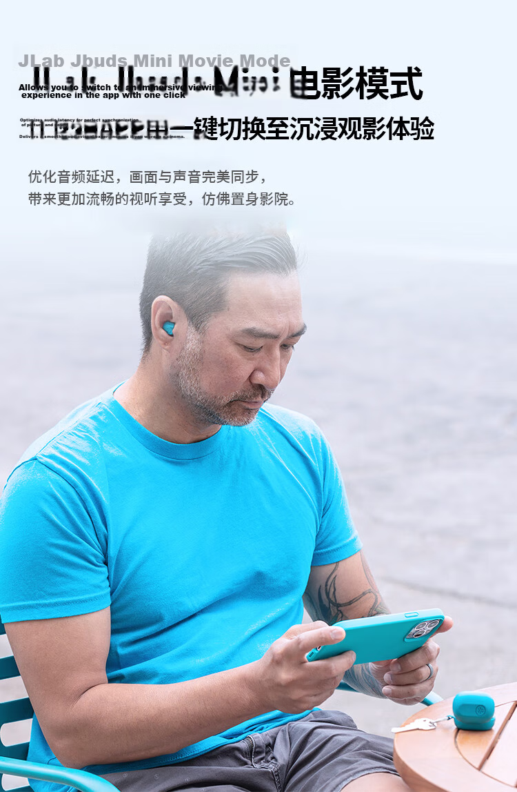JLab JBuds Mini True Wireless Bluetooth Earbuds In-Ear Music Sports Gaming Sleep Mini Portable Earphones Gift Aqua Blue Compatible with Apple Huawei Android 10