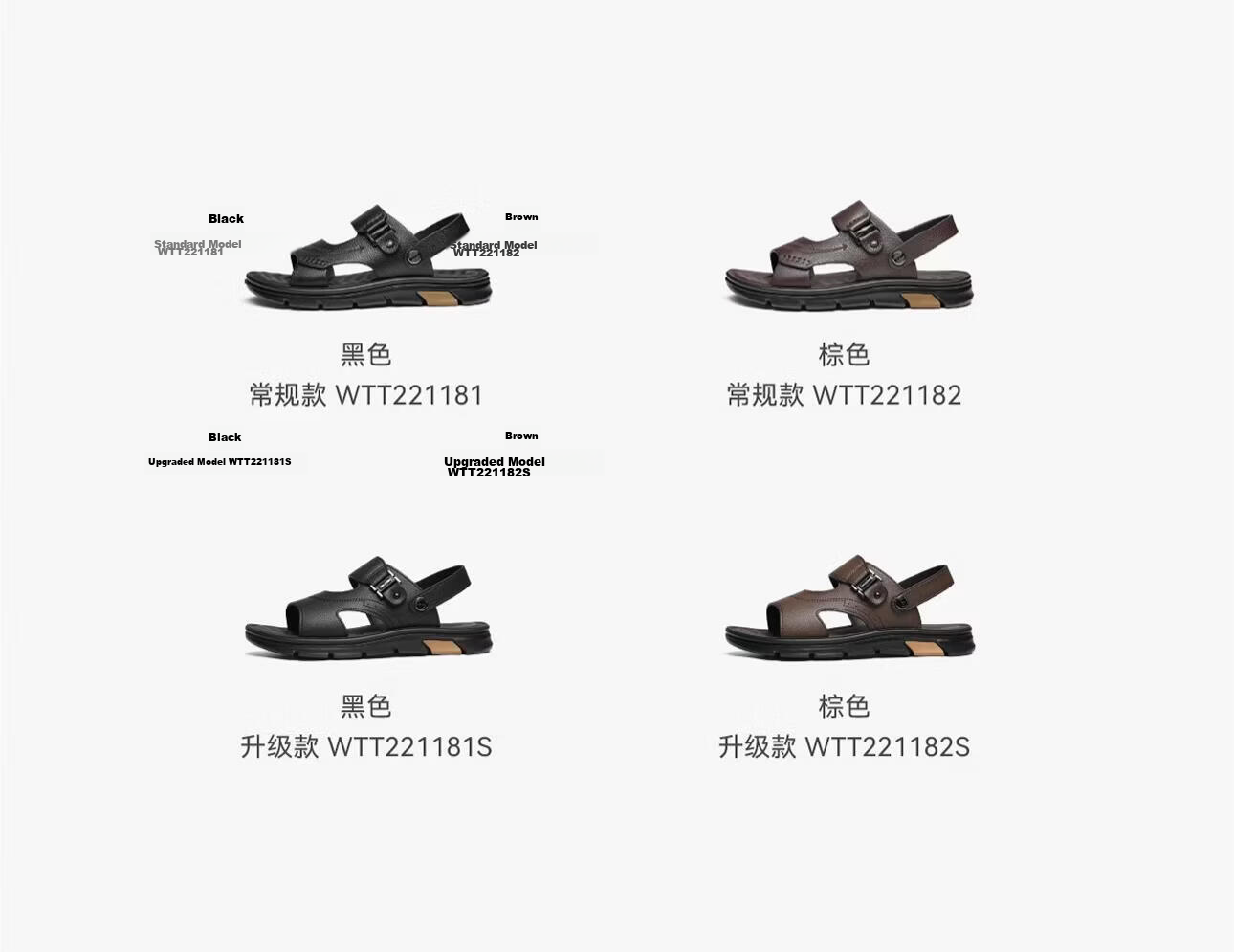 RED DRAGONFLY Men's Sandals, Lightweight Slippers, Summer Cowhide Beach Shoes, Open-Toe Breathable Two-Way Wear WTT22118J Black Size 43 15