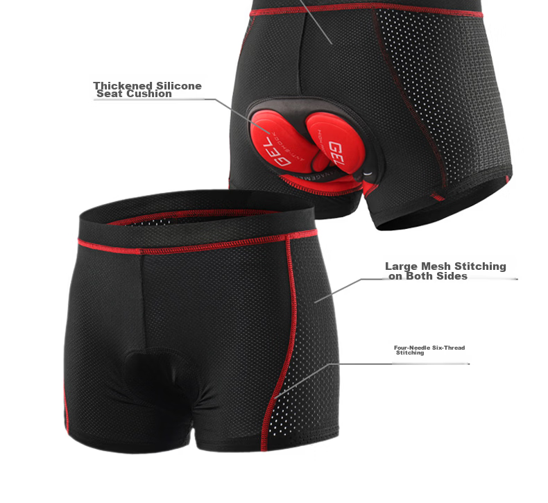 CAVALRY Cycling Shorts with Silicone Gel Pad for Men and Women Mountain Road Bike Shorts Seat Cushion Black Red XXL 7