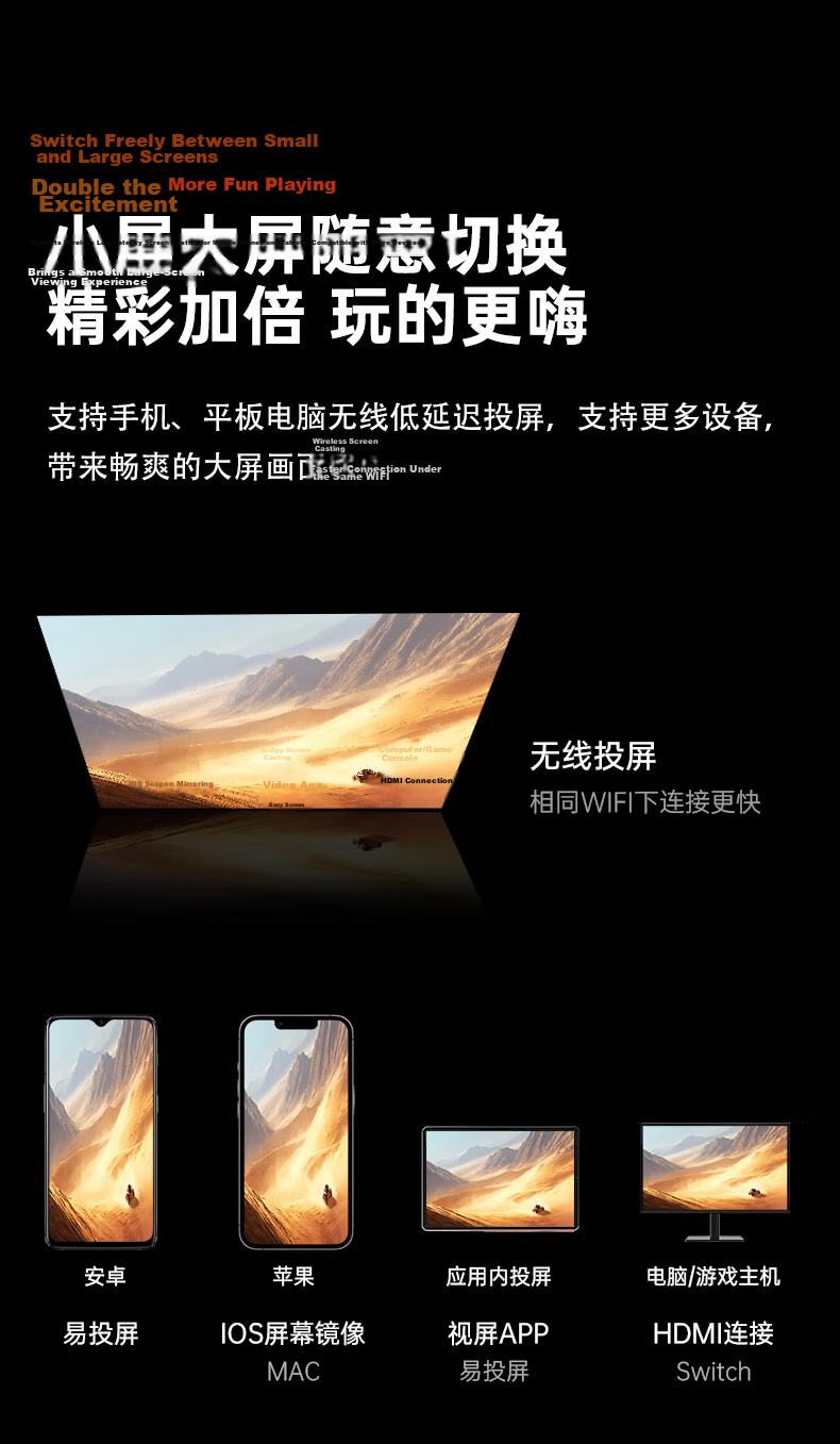 KONKA C2pro PTZ Projector Home Use HD Portable Home Theater Bedroom Projector (Auto Focus Correction, 260lm Brightness, 360° PTZ) 20