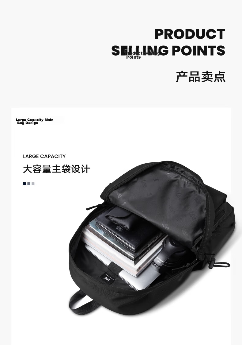 Lee Backpack for Men, Trendy Large Capacity Laptop Bag, Middle And High School Travel Backpack, College Student Bookbag for Women, Gray-Blue Color 6