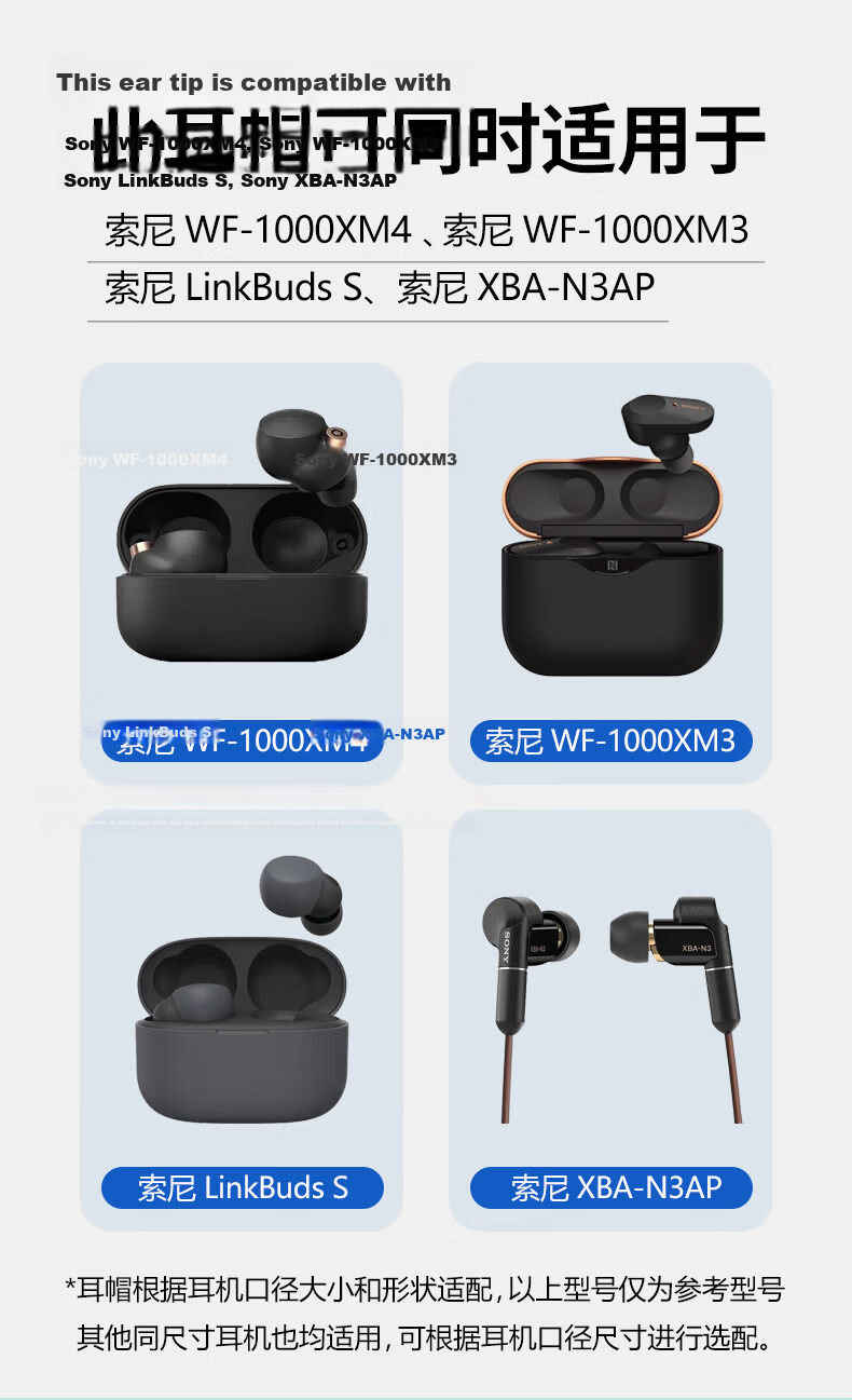 Masentek Ear Tips for SONY WF-1000XM4/3 Noise-Cancelling Bluetooth Earbuds, Compatible with Sony WF-1000XM4/3 And 5 Earphones, Memory Foam Original Accessories, In-Ear Silicone, Gray Medium 1