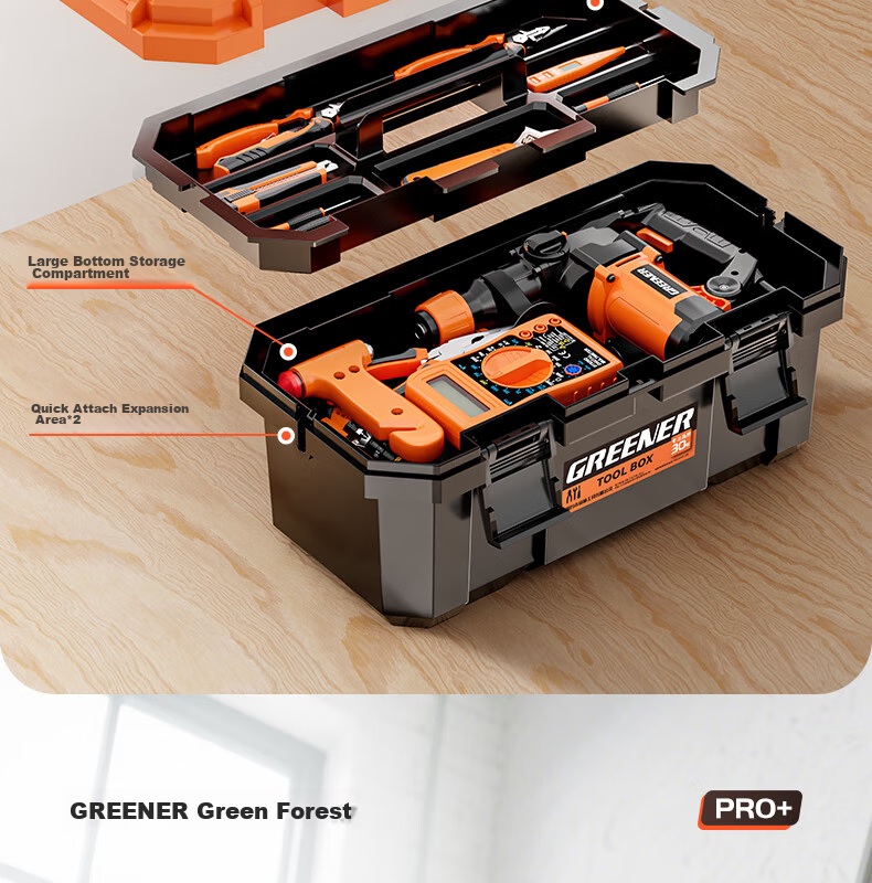 GREENER 17-Inch Large Industrial Grade Toolbox Storage Case Multi-Functional Portable Handheld Automotive Maintenance Electrician Tool Box 11