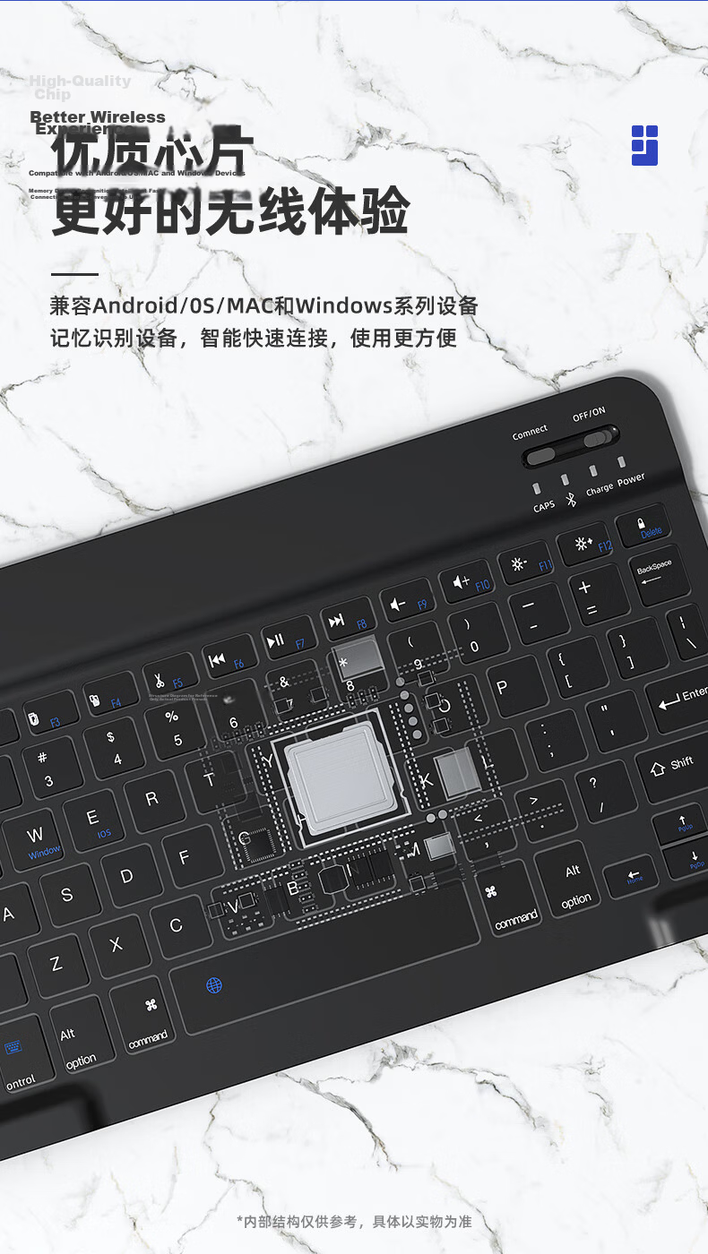 CangHua Wireless Bluetooth Flat Keyboard Ultra-thin Office Keyboard Compatible with iPad Air/mini/Pro Series, Huawei, Apple, Xiaomi 5Pro Tablets Black 5