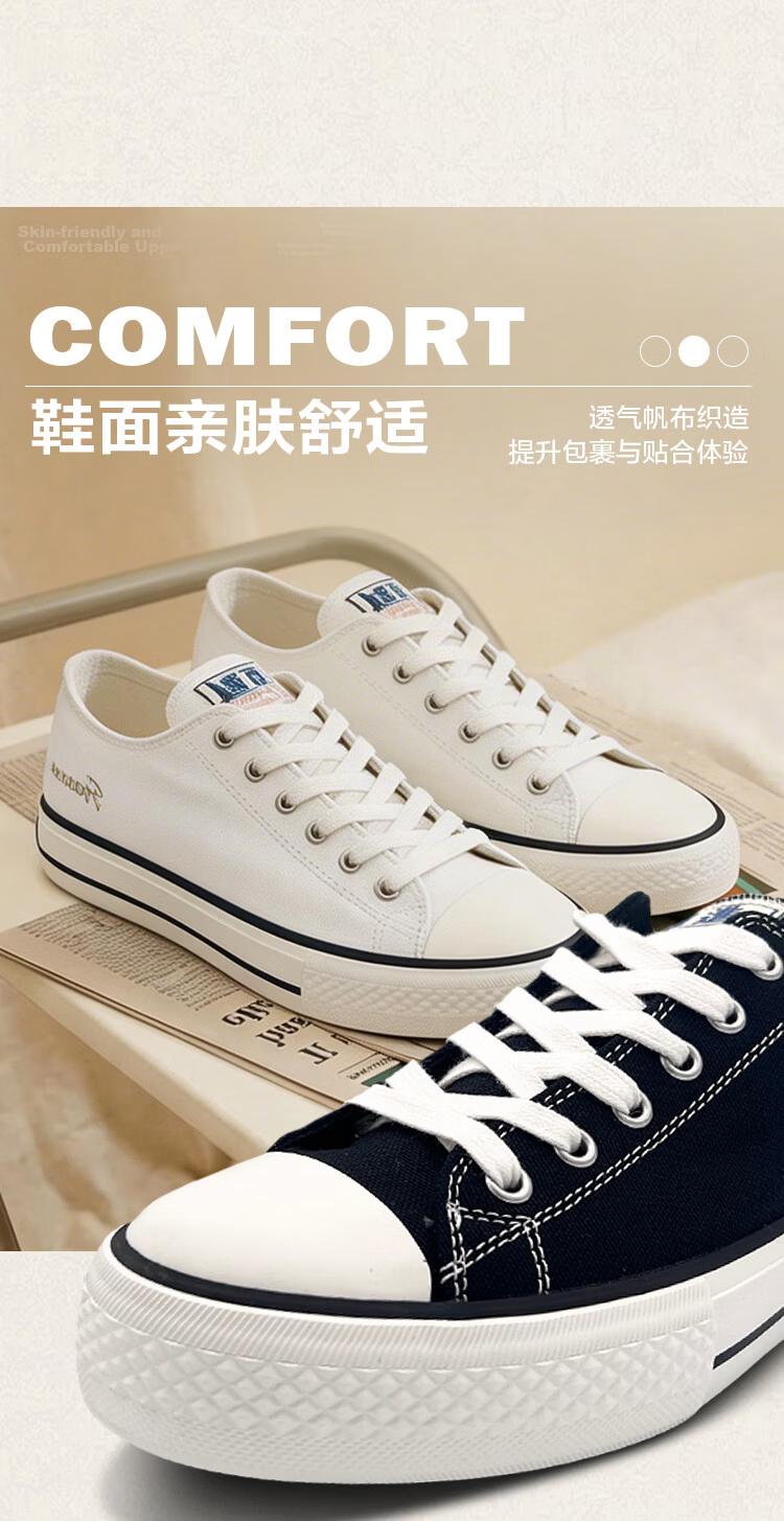 Qianjin Classic Retro Fashion Trend Canvas Shoes Breathable Non-slip Wear-resistant 2026 New Model Off-white Size 40 5