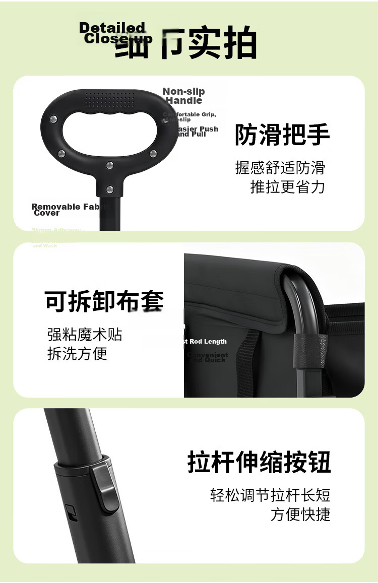 Suncojia Outdoor Camping Cart, Foldable Portable Stroller, Baby Carriage, Express Delivery Trolley, Market Stall Rear-Opening Expandable Small Trailer 12