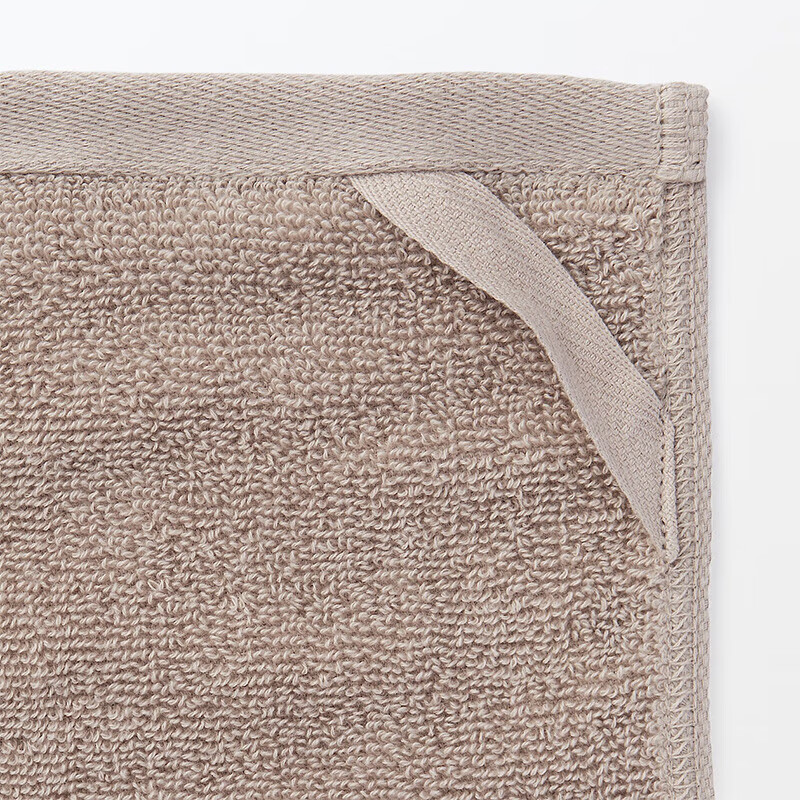 MUJI Cotton Velvet Towel with Hanging Ring, Soft Face Towel, Pure Cotton, Pink Beige, 34Ă35cm