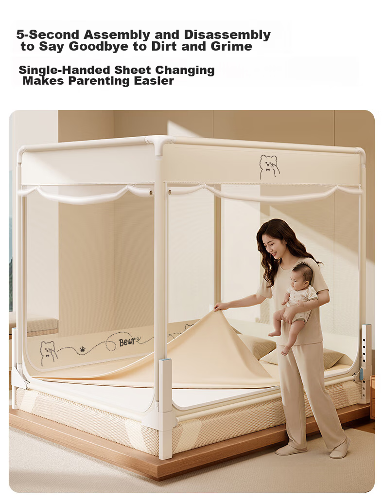 Lanwuxian Class A Household Dormitory Baby Fall Prevention Mosquito Net Fence, Three-Door Opening, 2.0*2.2 Meters 24