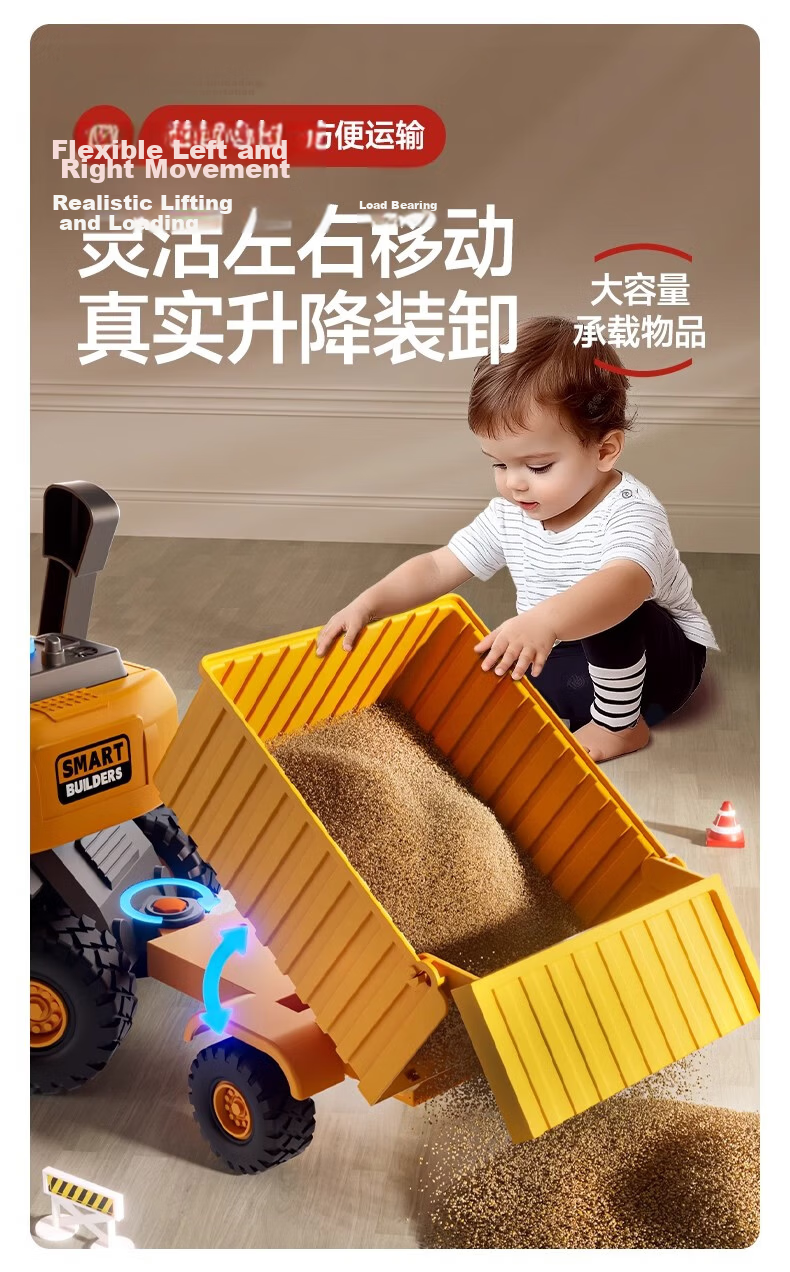 Mabaozibao Flip Truck Toy, Extra Large Truck Model, Children's Construction Vehicle, Boys' Toy for Ages 1-3 Years Old, 2-Person Car Set 5