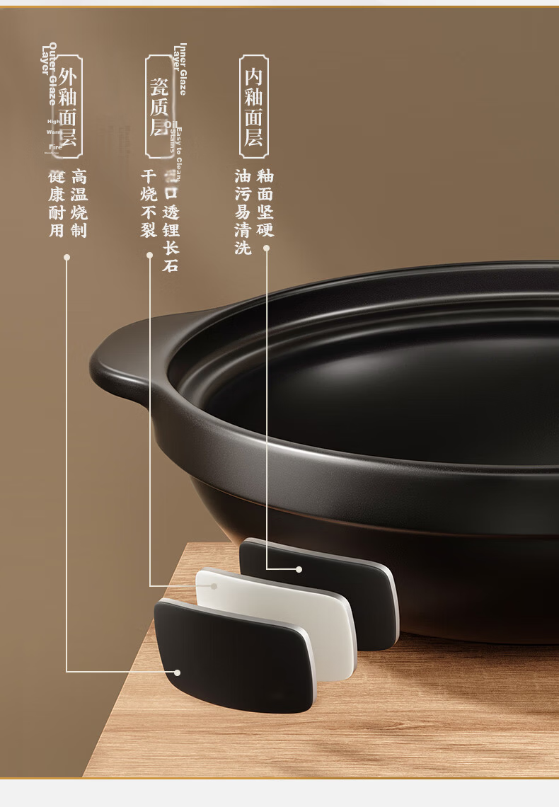 Royalstar Ceramic Clay Pot for Rice, Soup, And Stew, Heat-Resistant, Non-Cracking, Gas Stove Compatible, Wide-Mouth, 2.1L 20