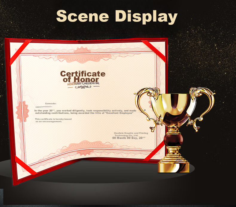 LISON 5903-12K Honor Certificate Cover Velvet Gold Stamping High-End Award Protective Sleeve with Inner Insert 7