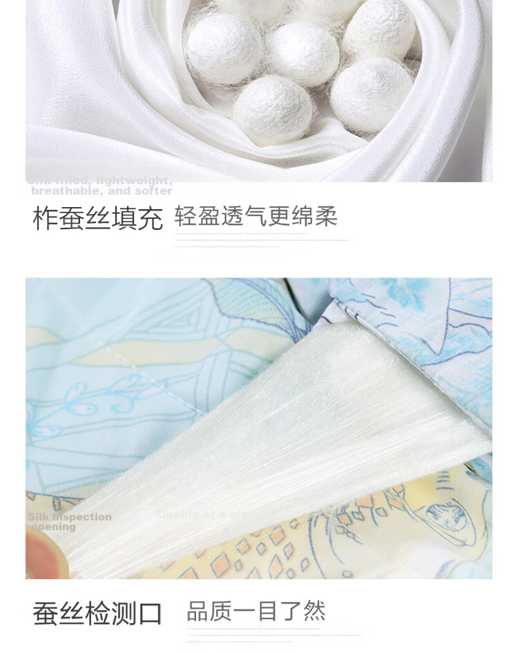 Fuanna 100% Silk Quilt Summer Cooling Blanket Air Conditioning Thin Quilt 2.4 Jin Single Dormitory 152x210cm 13