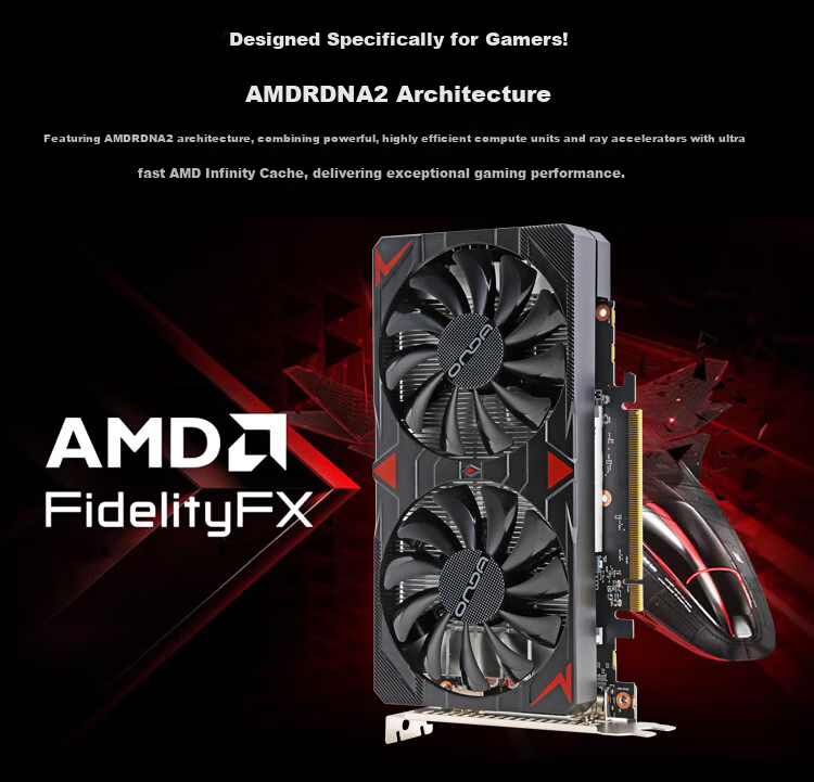 ONDA RX6500XT Shield 4GD6 4GB GDDR6 Gaming Graphics Card 5