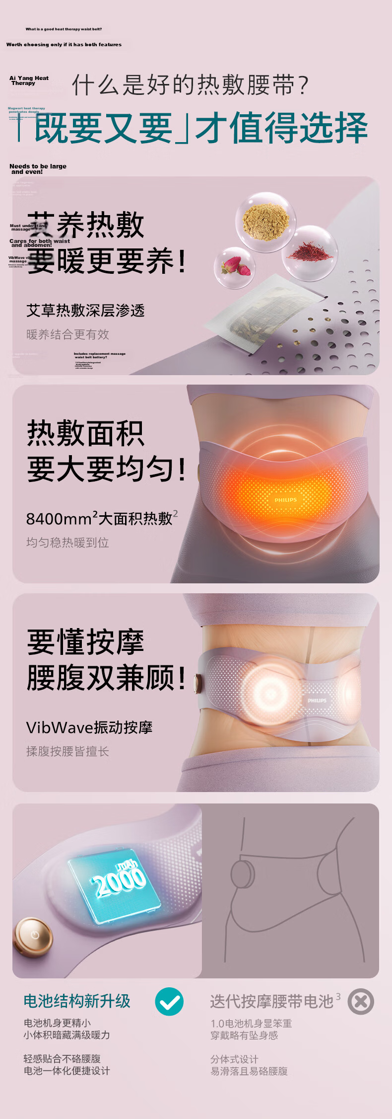 PHILIPS Teacher's Day Gift Warm Palace Massage Waist Belt Slim Menstrual Pain Relief Abdominal Warmer 3213B Purple for Girlfriend and Best Friend 2