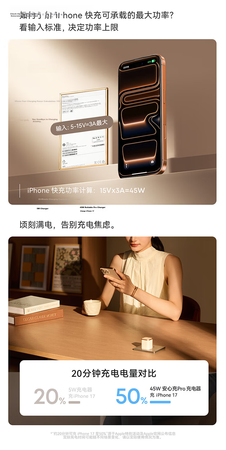 ANKER Anker 45W GaN Type-C Fast Charger 40W PD for Apple iPhone 16 Pro Max iPhone 15 iPad Orange Gold 6