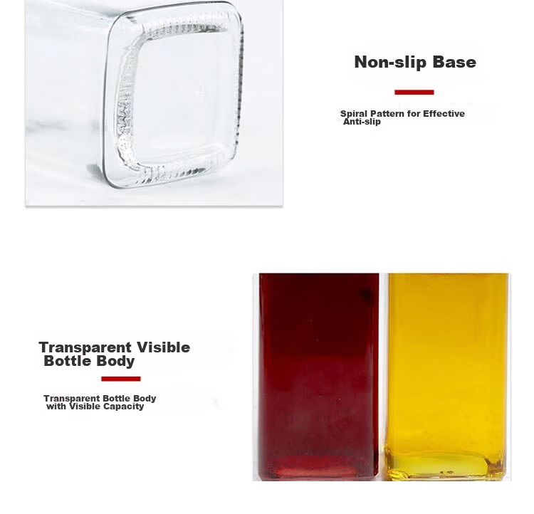 Baijie Glass Oil Bottle Set 500ml*2 Dustproof Leakproof Kitchen Condiment Soy Sauce Oil Dispenser Bottles 17