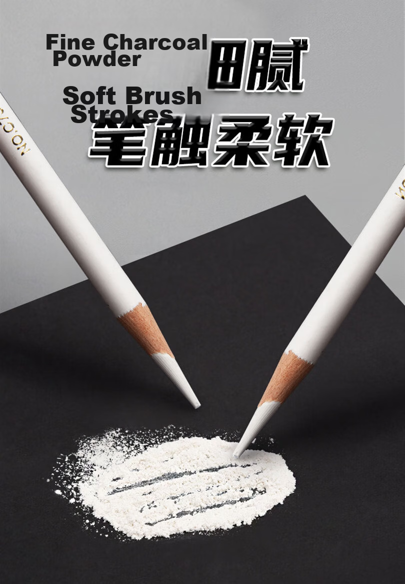 Mali [Back to School Stationery] White Charcoal Pencil Highlight Sketch White Sketch Pencil Charcoal Pencil White Art Pencil - C7302-W [Box of 12] Sketch Marker Drawing 7