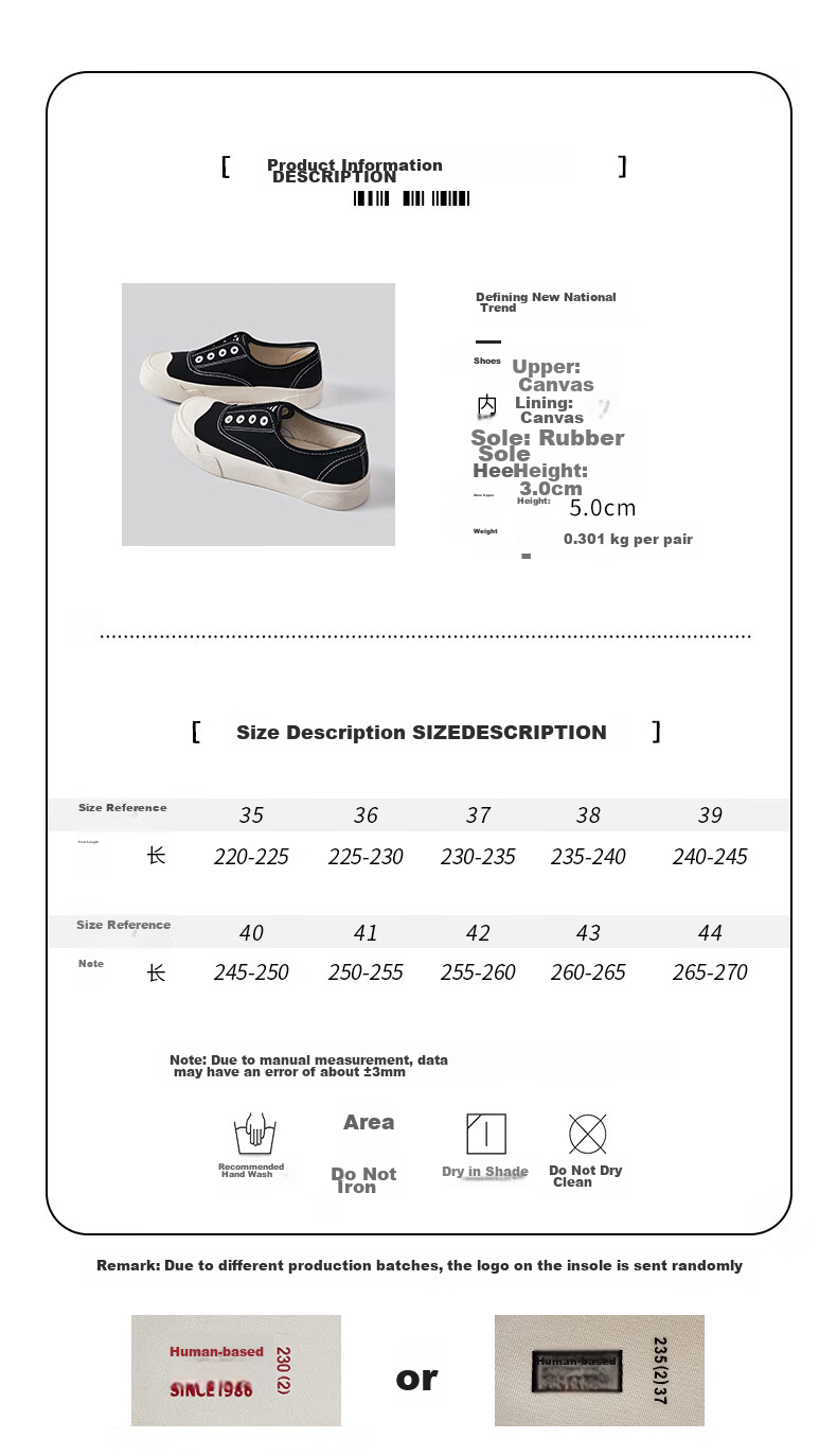 Renben Official Women's Casual Canvas Shoes 2026 Spring Autumn New Breathable Elastic Band Black Size 40 4