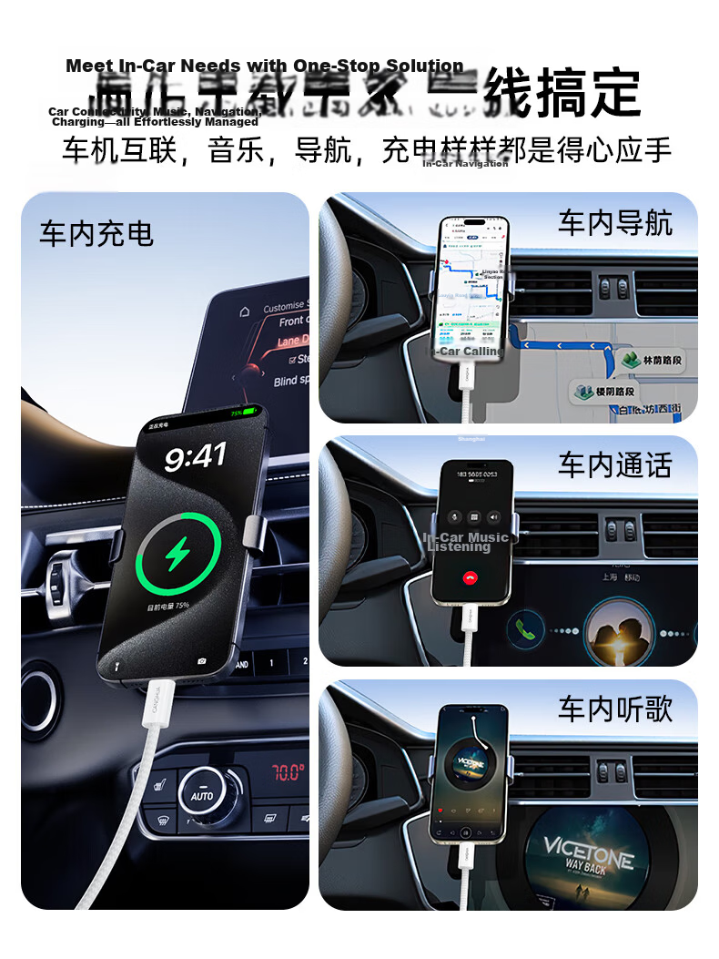 CangHua 2M Type-C Charging Cable for Apple iPhone 15, USB CarPlay Cable for iPhone 17 Pro Max/16/15 Fast Charging Charger Cable 4