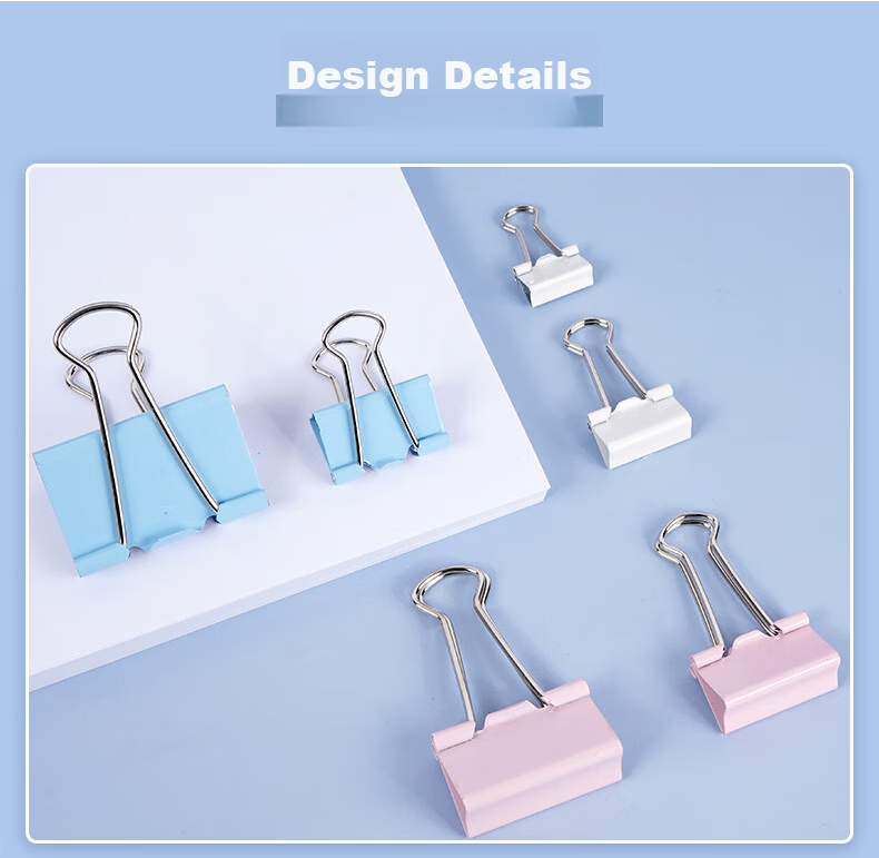SIMAA 12 Pieces of 51mm Colorful Long Tail Clips Binder Clips, Metal Binder Clips for Documents And Office Supplies, Stationery, 12 Pieces/tube 19880 9