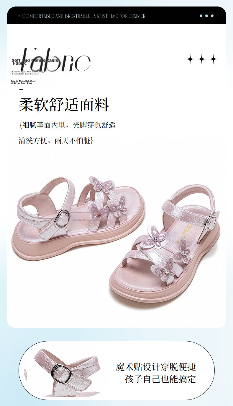 Fulomi Girls Summer Sandals New Sweet Bow Princess Shoes Comfortable Breathable Open Toe Purple Size 32 3